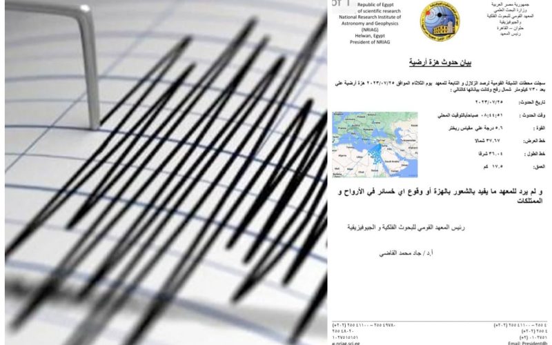 تزامنا مع زلزال تركيا.. هزة أرضية تضرب محافظة رفح بقوة 5.6 درجة على مقياس ريختر