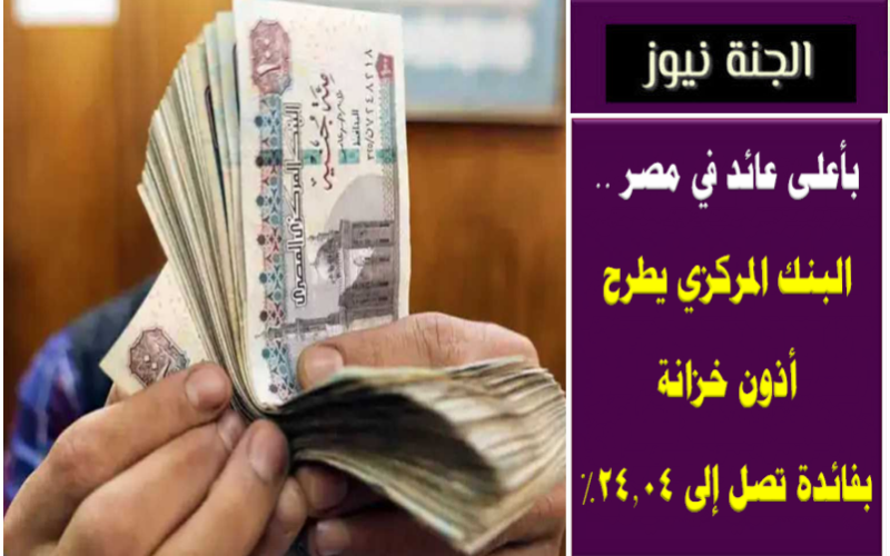بأعلى عائد في مصر .. البنك المركزي يطرح أذون خزانة بفائدة تصل إلى 24.04%