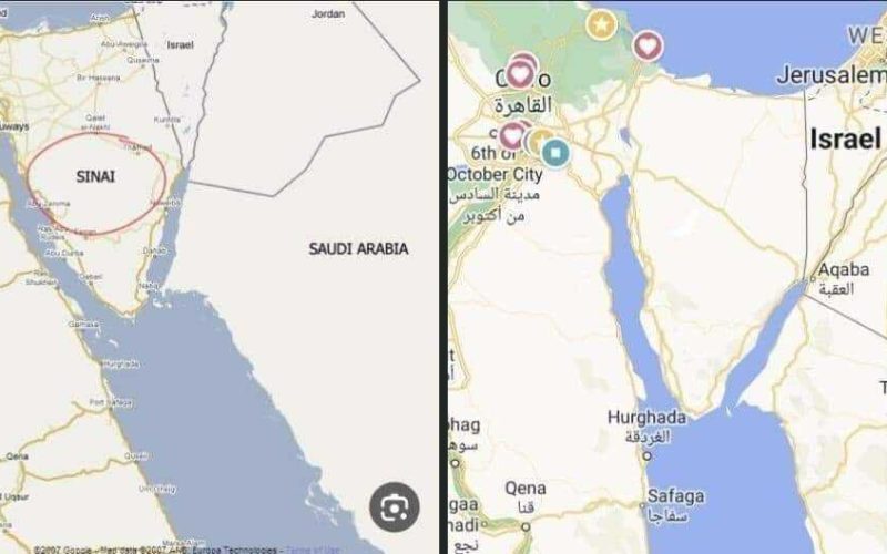 غضب شعبي.. جوجل ماب يحذف اسم سيناء من الخرائط بالتزامن مع الأوضاع في فلسطين